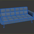 Gray Tufted Sofa with Curved Armrests Red Legs and Gold Accents