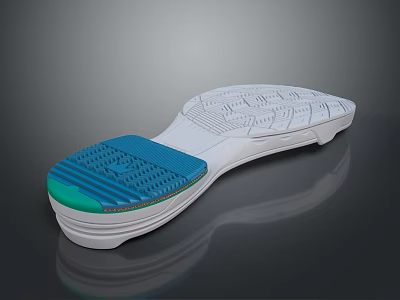 Running Shoes With White Blue Green Sole And Supportive Tread Pattern Design 3d model