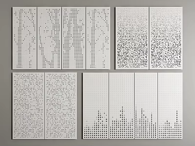 Modern Perforated Panel Designs Featuring Diverse Hole Patterns And Textures 3d model