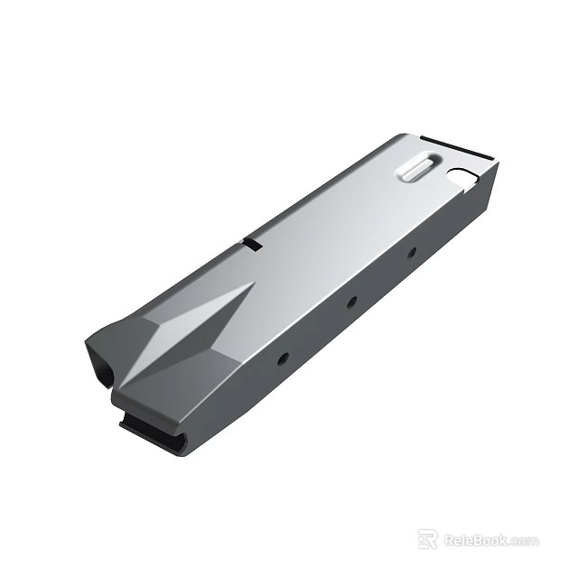 Silver Metal Industrial Component With Elongated Shape And Mounting Holes Precision Engineered For Mechanical Applications 3d model 