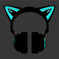 Modern Computer Headphones With Cat Ear Design And Blue Glowing Features 3d model
