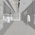 Fashion Clothing Store Interior With Marble Wall Hanging Puffer Jackets White Display And Lighting