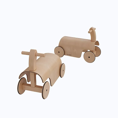 Wooden Electric Toy Cars With Simple Design And Smooth Rolling Wheels For Kids 3d model