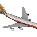 Orange And White Passenger Airplane With Yellow Tail And Blue White Jetliner With Red Accents