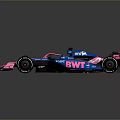 Formula Racing Car With Pink And Blue Livery BW Logo Aerodynamic Design