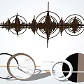 Modern Abstract Wall Decor With Circular Lines And Marble Texture Elements 3d model