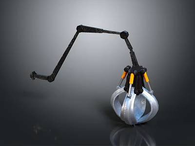 Industrial Mechanical Arm Gripper Device Featuring Transparent Claw And Yellow Components 3d model