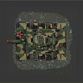 Detailed Military Camouflage Tank With Red Star Symbol And Metal Tracks
