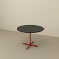 Modern Black Round Side Table with Red Cross Base and Sleek Design 3d model