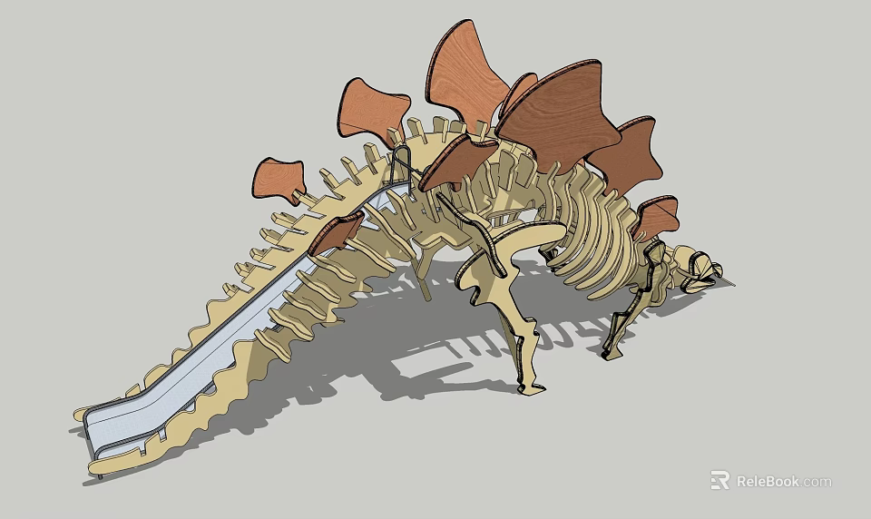 Detailed Stegosaurus Dinosaur Skeleton Model With Back Plates And Bone Structure 3d model