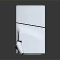 White Modern Game Console With Matching Wireless Controller On Glossy Surface