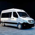 White Mercedes Benz Van In Dark Wall And Gray Floor Setting 3d model
