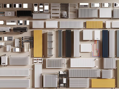 Various Modern Radiator Designs In Different Colors For Home Heating Solutions 3d model