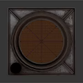 Dark Colored Metal Industrial Equipment With Square Frame And Circular Grid Design