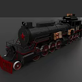 Vintage Black Steam Train With Red Star Accents And Red Wheels Design