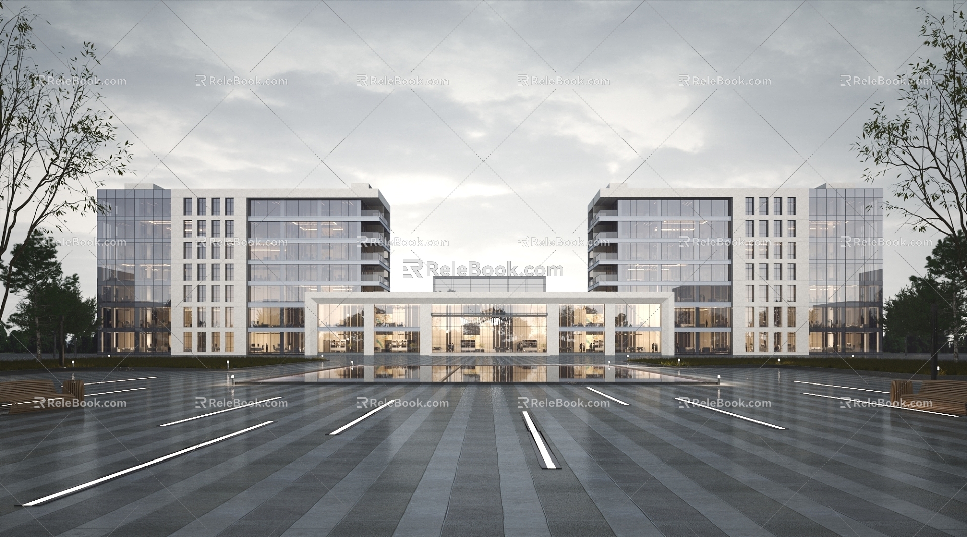 Public Office Building Plaza 3d model