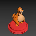 Friendly Orange Cartoon Dinosaur 3D Model With Glasses And Brown Mane