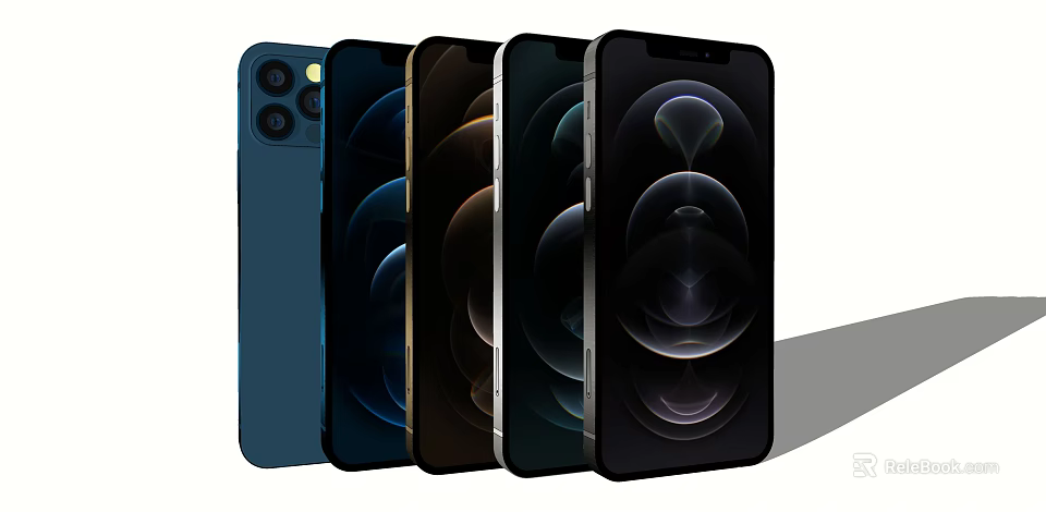 Latest Smartphones With Different Colors Showing Camera Module Design Side by Side 3d model 