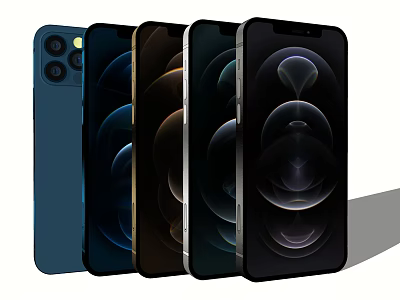 Latest Smartphones With Different Colors Showing Camera Module Design Side by Side 3d model