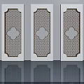 White Swing Panel Doors With Intricate Cutout Patterns And Decorative Center Design 3d model
