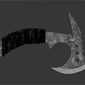 Medieval Axe Weapon Design With Black Braided Handle And Textured Metal Blade