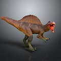 Brown And Orange Spinosaurus Dinosaur With Sailback Open Mouth Roaring Standing Pose