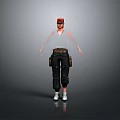Durable Utility Workwear Set Featuring Cargo Pants Tool Belt Red Cap And White Shoes
