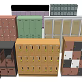 Various Colored Lockers With Open And Closed Doors And Different Designs
