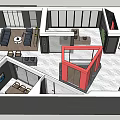 Modern Interior Layout Design With Open Living Dining Kitchen And Furniture