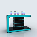 Modern Display Shelf with Turquoise Accent and Layered Structure for Showcasing Electronic Devices 3d model