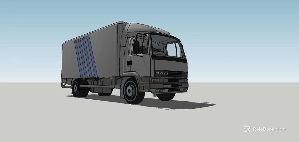 Gray TAC Cargo Truck With Blue Stripes And Modern Exterior Design 3d model 