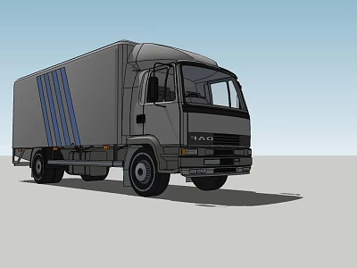 Gray TAC Cargo Truck With Blue Stripes And Modern Exterior Design 3d model