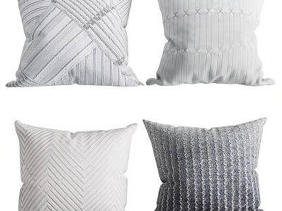 Textured Decorative Throw Pillows With Woven Stripes Geometric Patterns And Neutral Color Tones 3d model