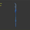 Fantasy Character Weapon With Golden Hilt And Mythical Creature Carvings