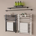 Stylish Bathroom Accessories Black And White Towel Racks With Storage Shelves And Toiletries