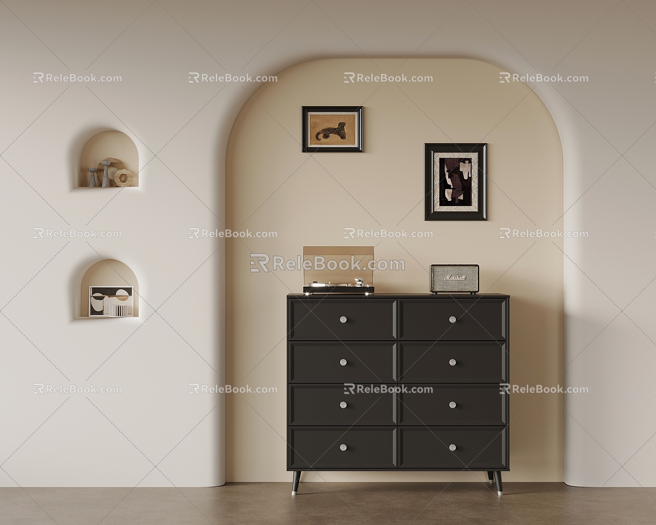 French Retro Style Entrance Cabinet Side Cabinet 3d model