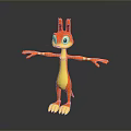 Orange And Yellow Cartoon Character With Long Ears Big Eyes And Outstretched Arms