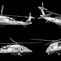 Different Colored Helicopters Displayed Against Black Background