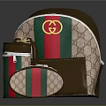 Stylish Backpack And Small Bag Set Featuring Red Green Stripes And Classic Pattern Design