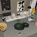 Modern Sofa Combination Sofa Coffee Table Combination Living Room Sofa Office Sofa Light Luxury Italian Fabric Sofa 3d model