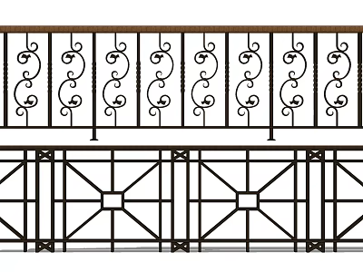 Ornate Metal Fence Design With Decorative Scroll Patterns And Geometric Elements 3d model