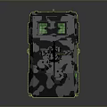Modern Military Tank In Blue Gray Camouflage With Top Weapon System And Reflective Surface