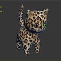 Cute Plush Leopard Stuffed Toy With Green Eyes And Spots