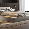 Modern Bedroom Interior Design With Large Bed Armchair And Floor To Ceiling Window