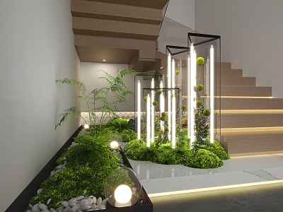 Stairwell Plant Landscape Decorative Lamp Gravel Bryophytes model