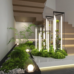 Stairwell Plant Landscape Decorative Lamp Gravel Bryophytes 3d model