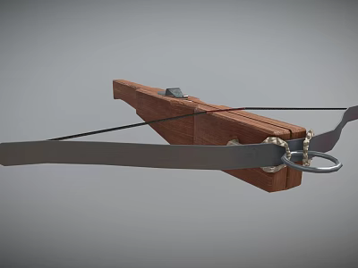 Traditional Crossbow Weapon With Wooden Body Metal Components And Taut Bowstring Design Structure 3d model