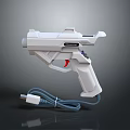White Computer Game Light Gun With Laser Design Ergonomic Handle And Wired Blue Cable