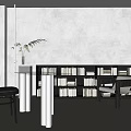 Modern Study Room Interior With Bookshelf Desk Chair Plant And Natural Light