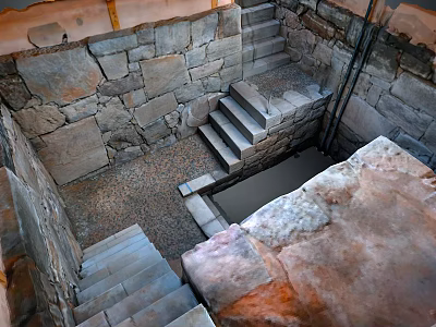 Ancient Stone Ruins With Stone Walls and Stone Stairs in Historic Architectural Site 3d model